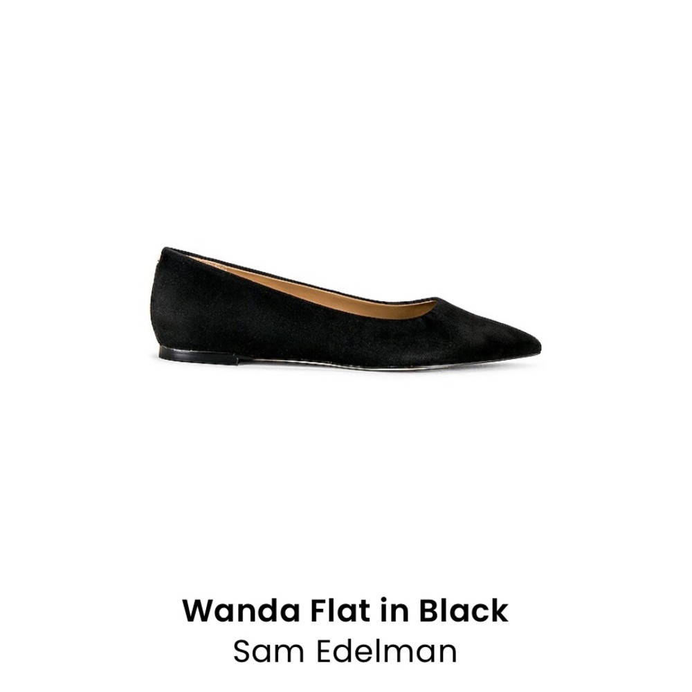 Sam Edelman Black Flats with Pointed-Toe Design